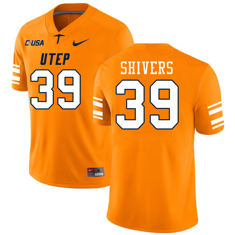 Men-Youth #39 Brandon Shivers UTEP Miners 2023 College Football Jerseys Stitched Sale-Orange